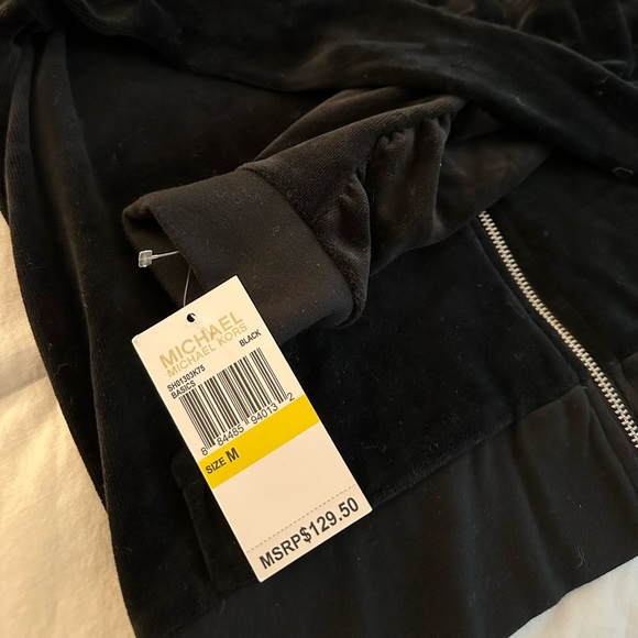 NWT!!! Michael Kors Black Velvet Hoodie 🖤✨♠️🩶 - Picture 2 of 4